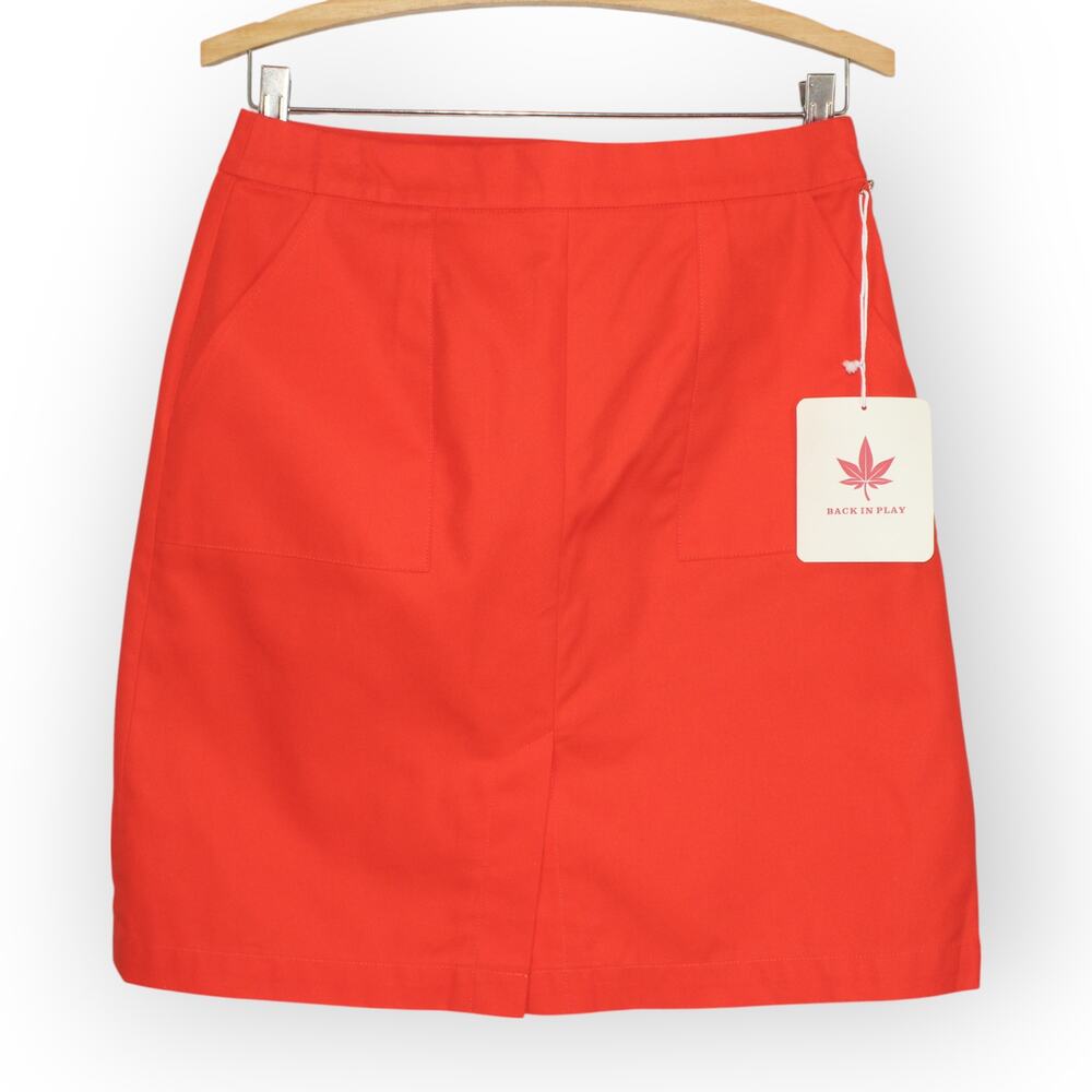 BOAST Sz2 Twill Market Skirt Canvas KneeLength Orange-Red Golf